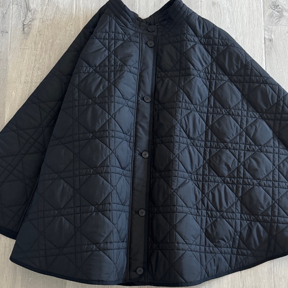 Black Quilted Circle Full Midi Skirt With Buttons - Picture 2 of 14
